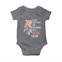 Native American Baby Onesie Never Underestimate An Old Woman With Native Blood Dreamcatcher - Wonder Print Shop