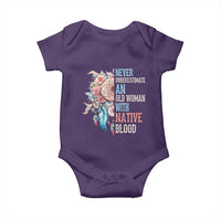 Native American Baby Onesie Never Underestimate An Old Woman With Native Blood Dreamcatcher - Wonder Print Shop