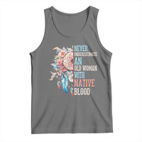 Native American Tank Top Never Underestimate An Old Woman With Native Blood Dreamcatcher - Wonder Print Shop