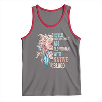 Native American Tank Top Never Underestimate An Old Woman With Native Blood Dreamcatcher - Wonder Print Shop