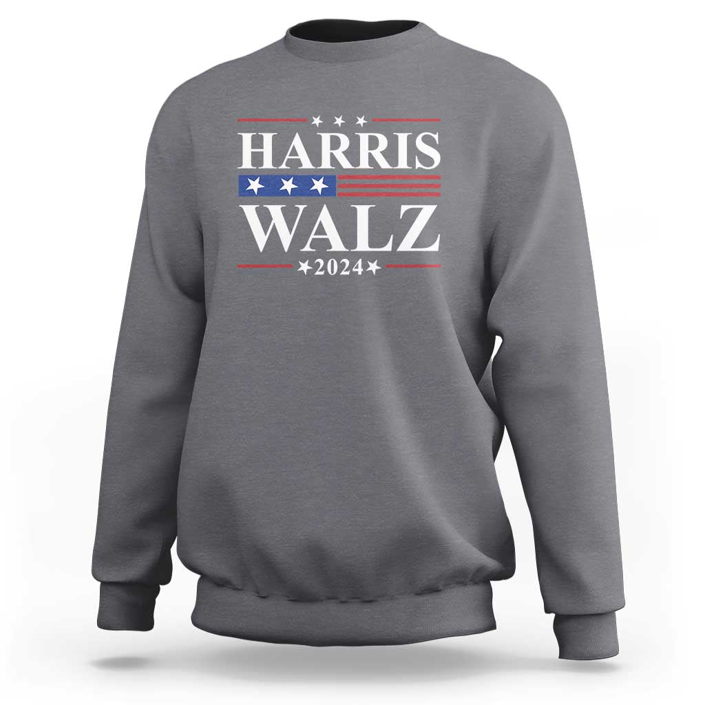 Harris Walz 2024 Sweatshirt President Election Campaign American Flag - Wonder Print Shop