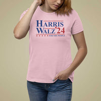 Harris Walz'24 T Shirt For Women Presidential Election 2024 US Flag - Wonder Print Shop