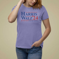 Harris Walz'24 T Shirt For Women Presidential Election 2024 US Flag - Wonder Print Shop