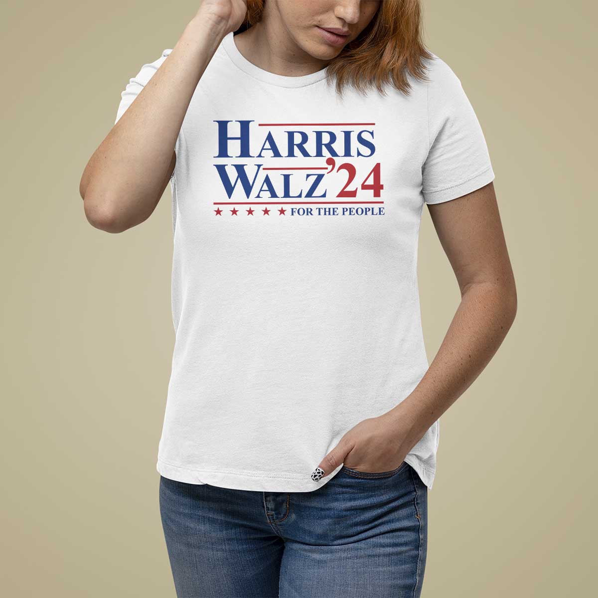 Harris Walz'24 T Shirt For Women Presidential Election 2024 US Flag - Wonder Print Shop