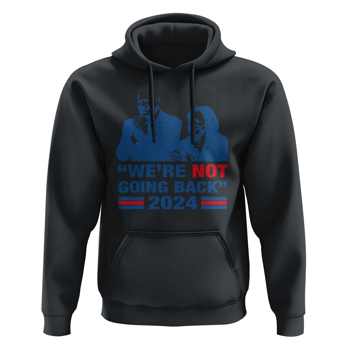 Harris Walz Hoodie We're Not Going Back 2024 American Flag - Wonder Print Shop