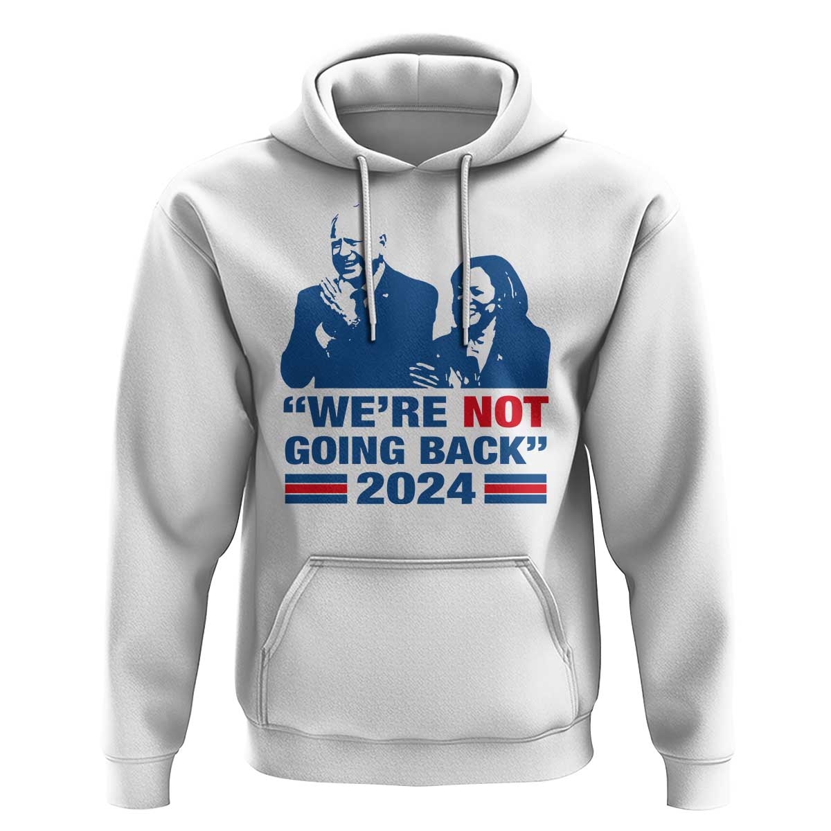 Harris Walz Hoodie We're Not Going Back 2024 American Flag - Wonder Print Shop