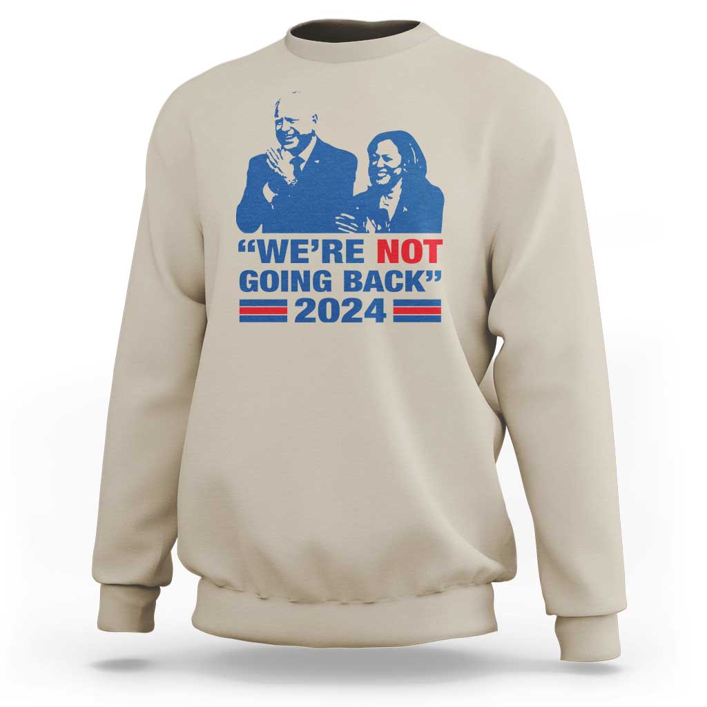 Harris Walz Sweatshirt We're Not Going Back 2024 American Flag - Wonder Print Shop