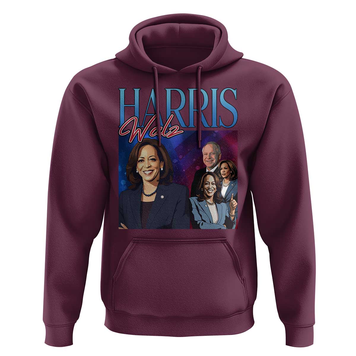 Harris Walz Supporter Hoodie Presidential Election Pearls US Flag - Wonder Print Shop
