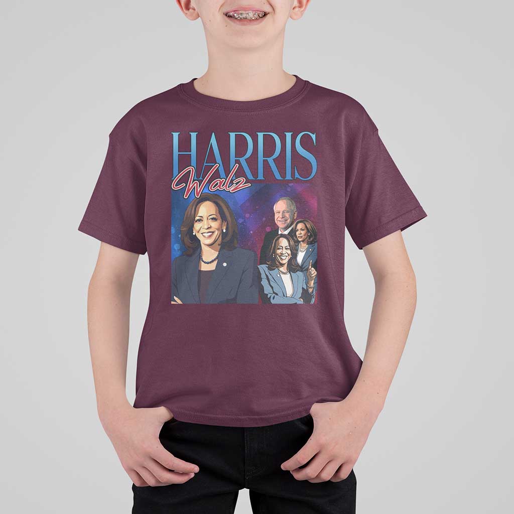 Harris Walz Supporter T Shirt For Kid Presidential Election Pearls US Flag - Wonder Print Shop