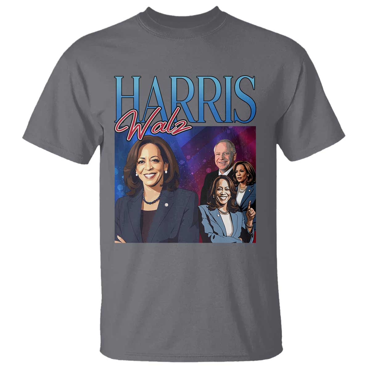 Harris Walz Supporter T Shirt Presidential Election Pearls US Flag - Wonder Print Shop