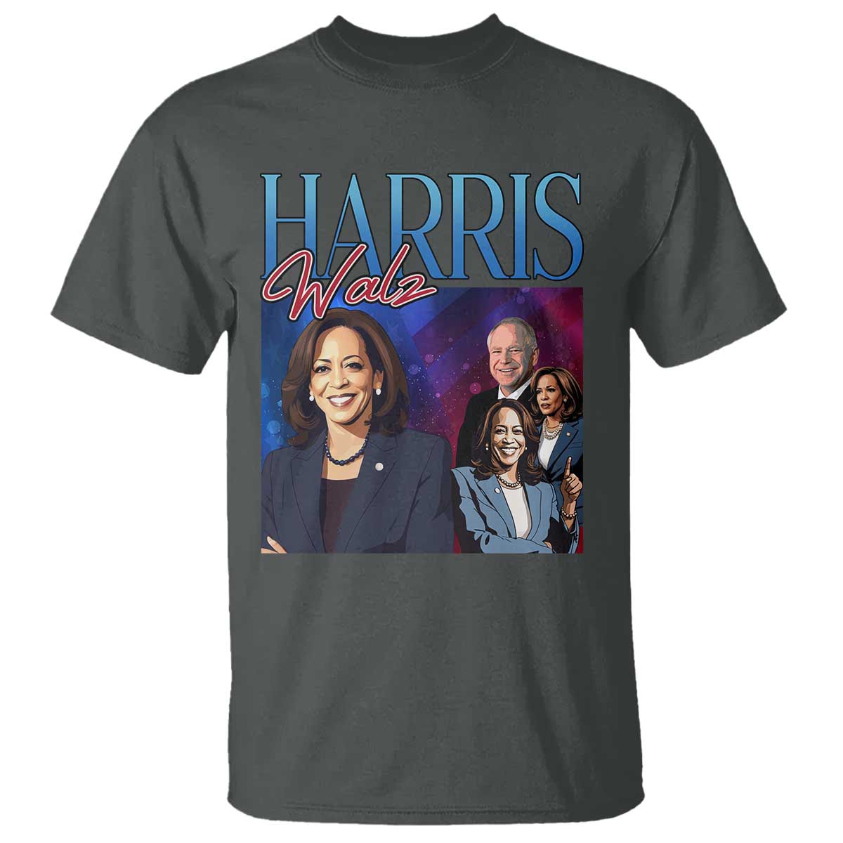 Harris Walz Supporter T Shirt Presidential Election Pearls US Flag - Wonder Print Shop