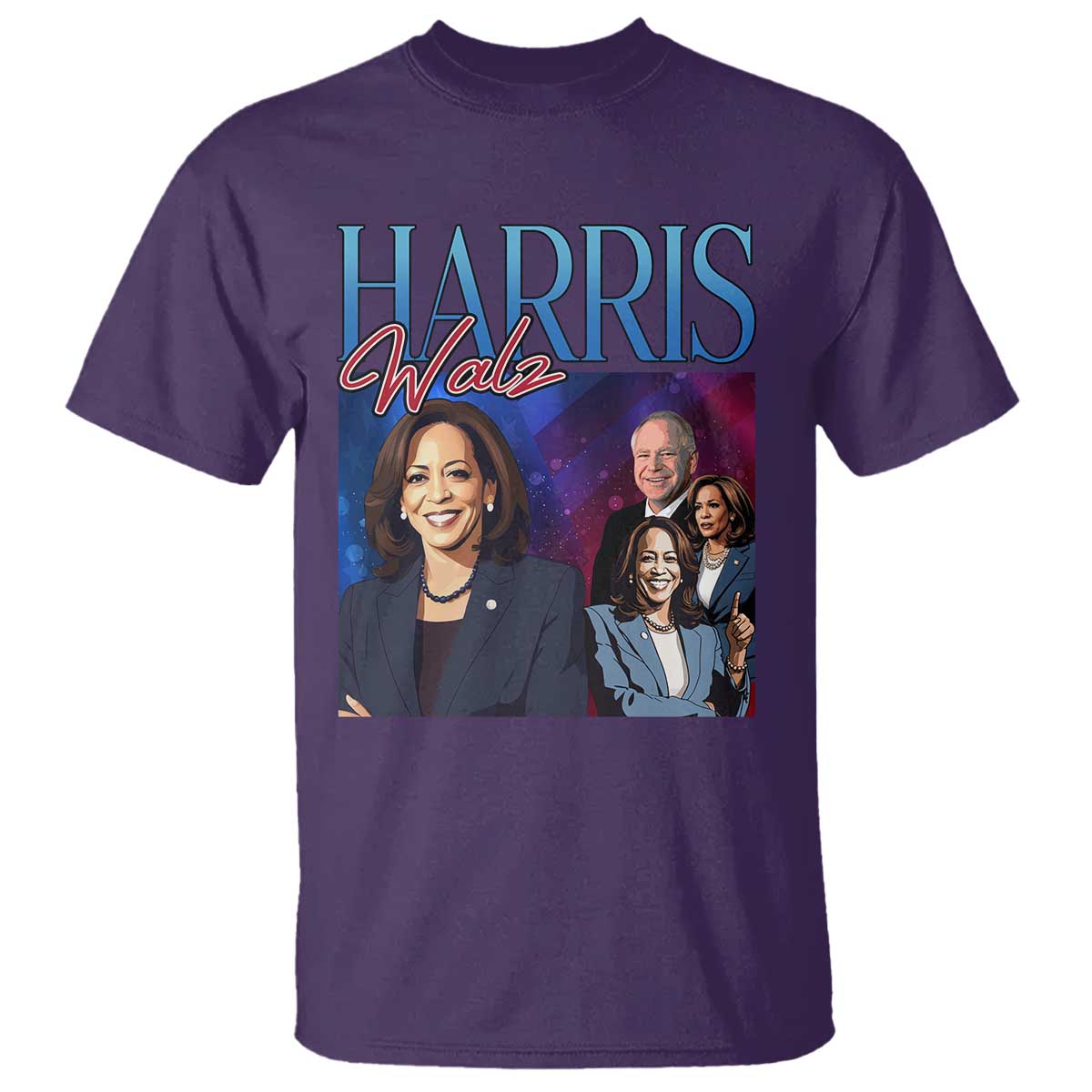 Harris Walz Supporter T Shirt Presidential Election Pearls US Flag - Wonder Print Shop