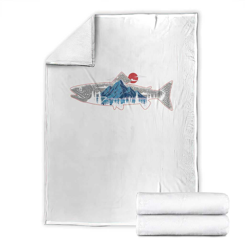 Trout Fly Fish Nature Montane Forest Fishing Camping Throw Blanket - Wonder Print Shop