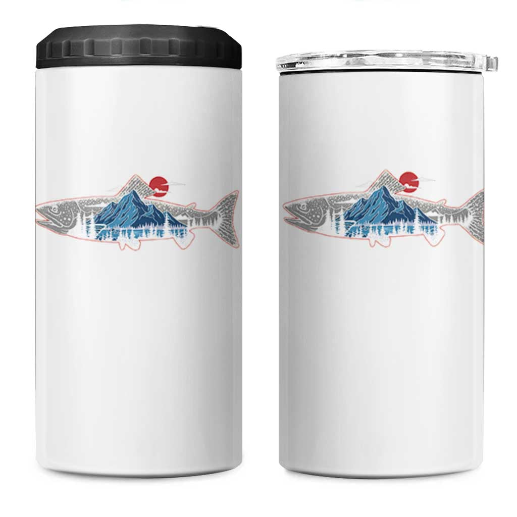 Trout Fly Fish Nature Montane Forest Fishing Camping 4 in 1 Can Cooler Tumbler - Wonder Print Shop
