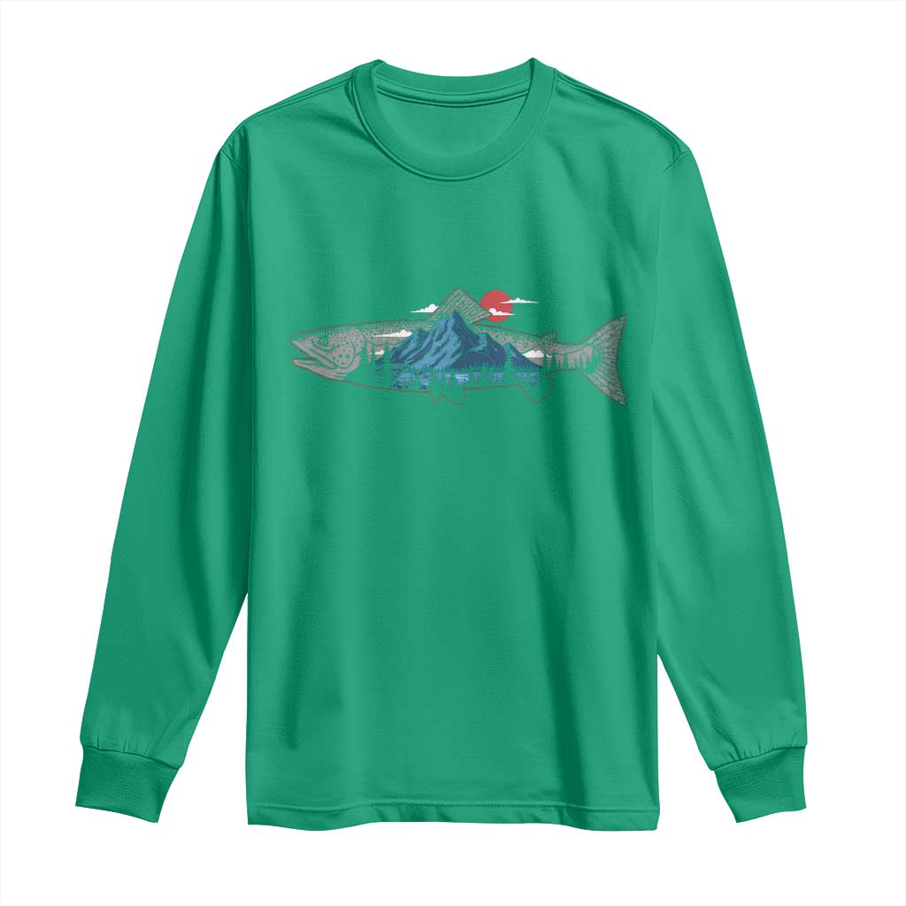 Trout Fly Fish Nature Montane Forest Fishing Camping Long Sleeve Shirt - Wonder Print Shop