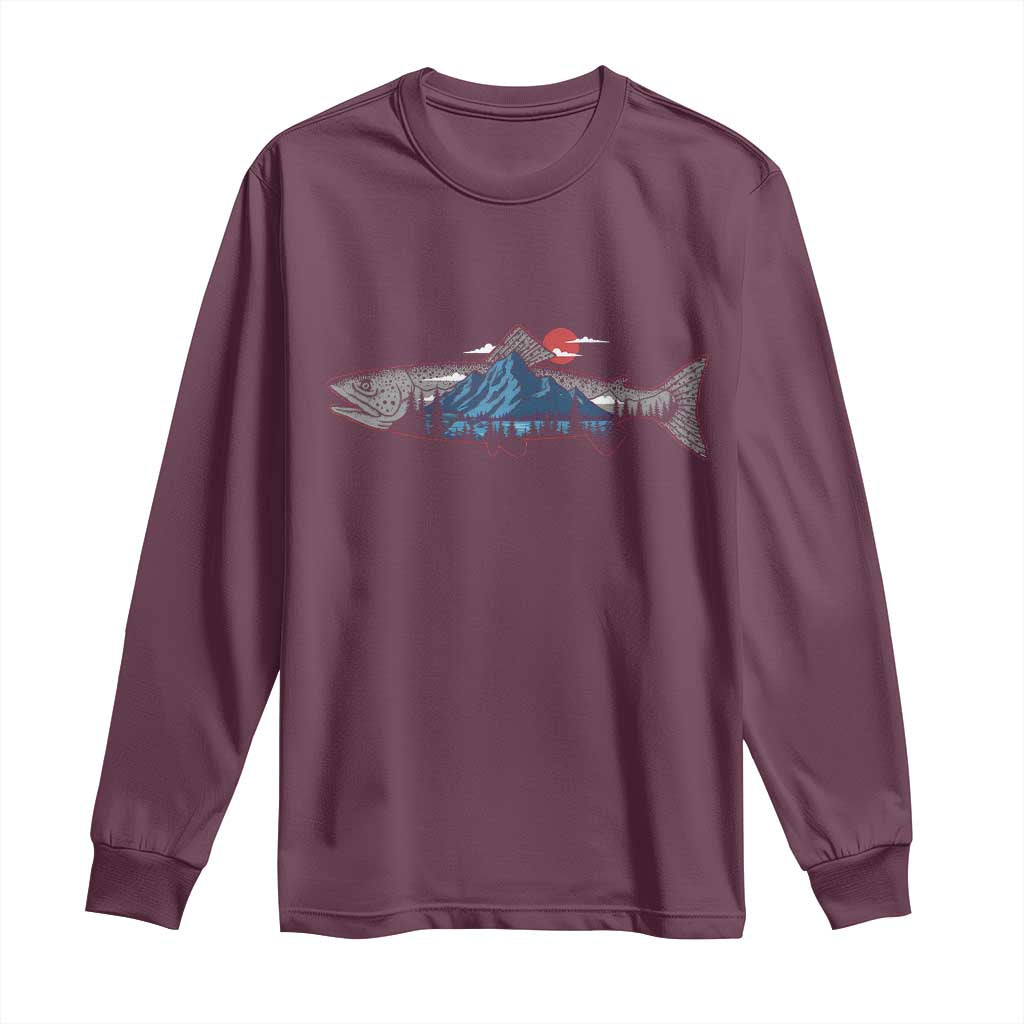 Trout Fly Fish Nature Montane Forest Fishing Camping Long Sleeve Shirt - Wonder Print Shop
