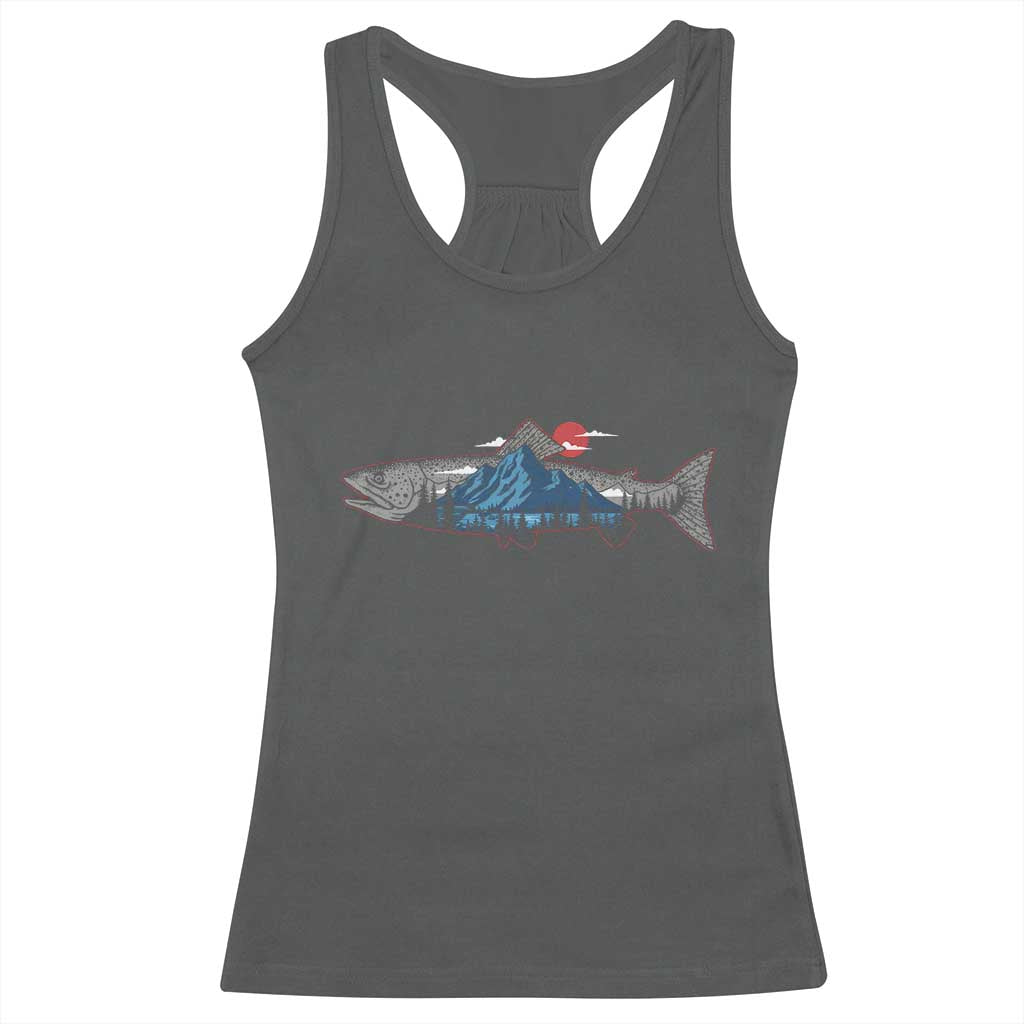 Trout Fly Fish Nature Montane Forest Fishing Camping Racerback Tank Top - Wonder Print Shop