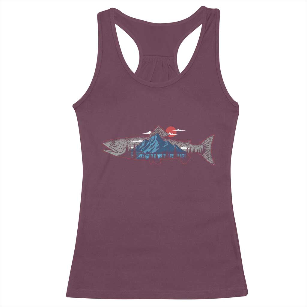 Trout Fly Fish Nature Montane Forest Fishing Camping Racerback Tank Top - Wonder Print Shop