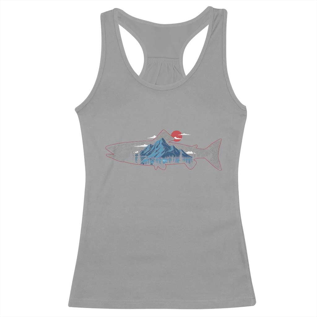 Trout Fly Fish Nature Montane Forest Fishing Camping Racerback Tank Top - Wonder Print Shop