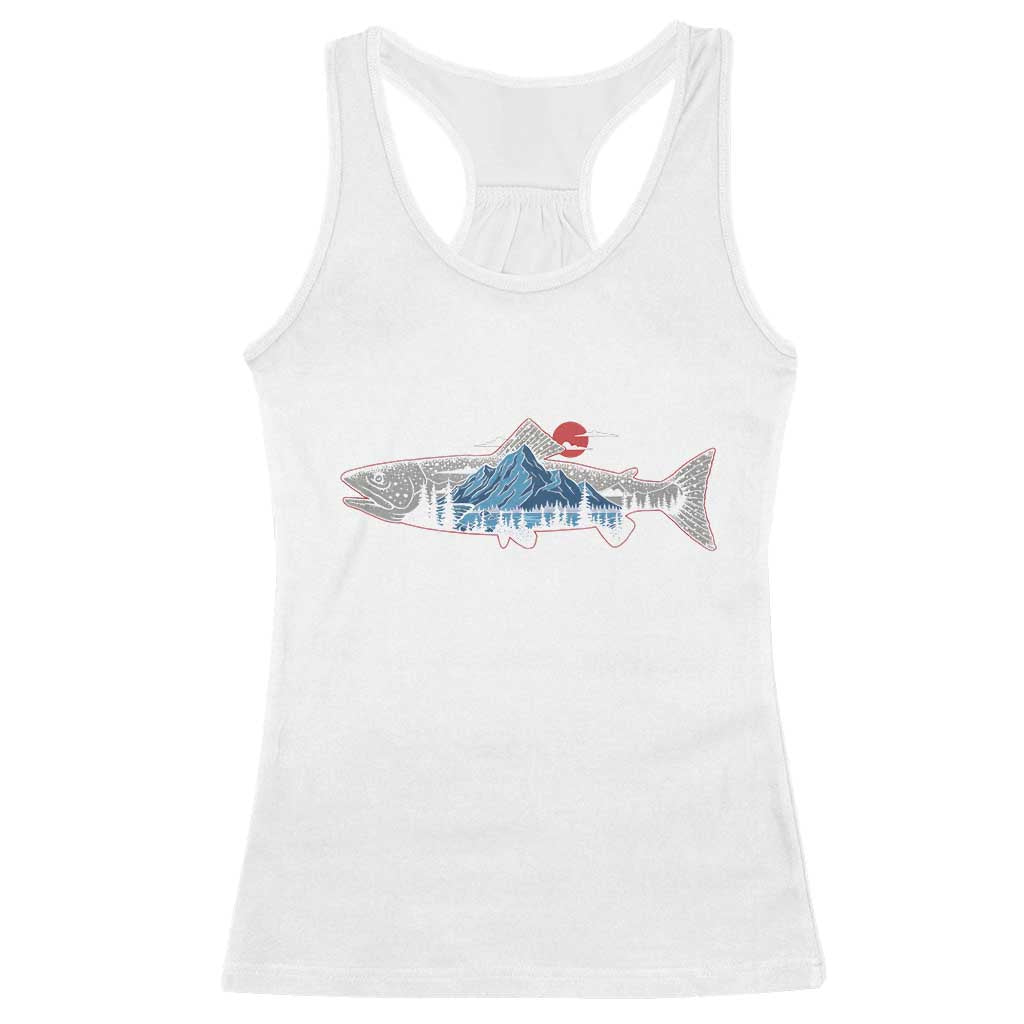 Trout Fly Fish Nature Montane Forest Fishing Camping Racerback Tank Top - Wonder Print Shop