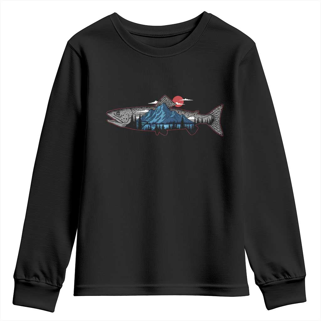 Trout Fly Fish Nature Montane Forest Fishing Camping Youth Sweatshirt - Wonder Print Shop
