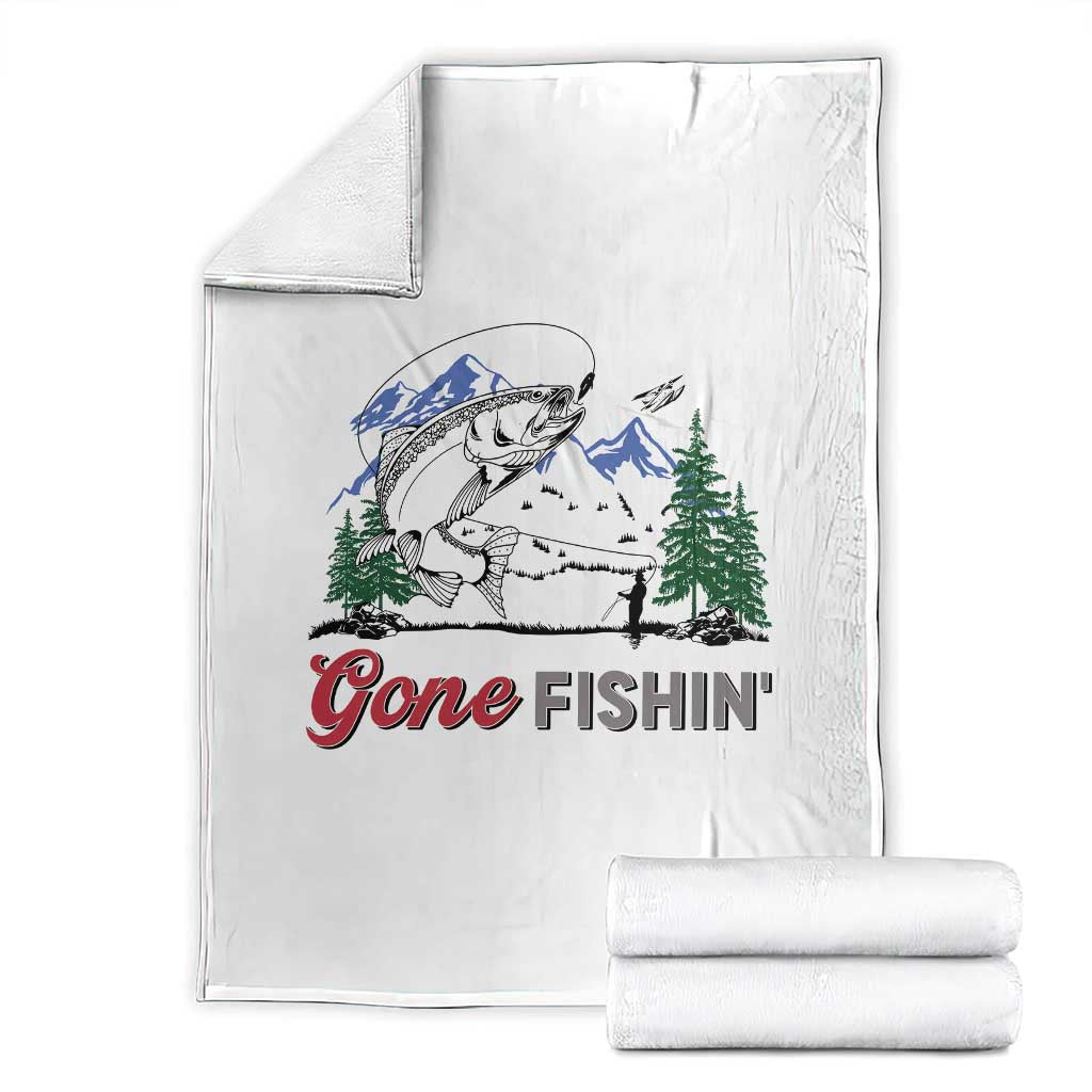 Gone Fishing Throw Blanket Trout Fishing Lover Montane Forest - Wonder Print Shop