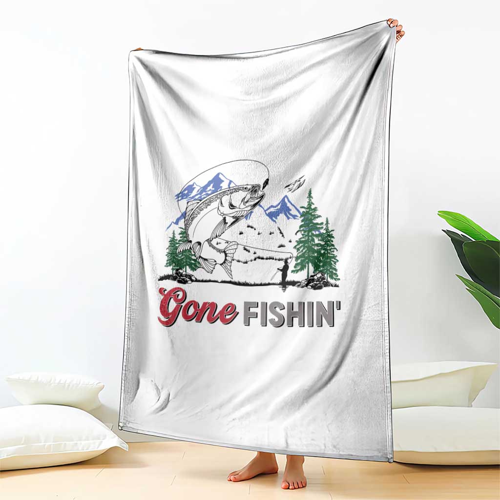 Gone Fishing Throw Blanket Trout Fishing Lover Montane Forest - Wonder Print Shop