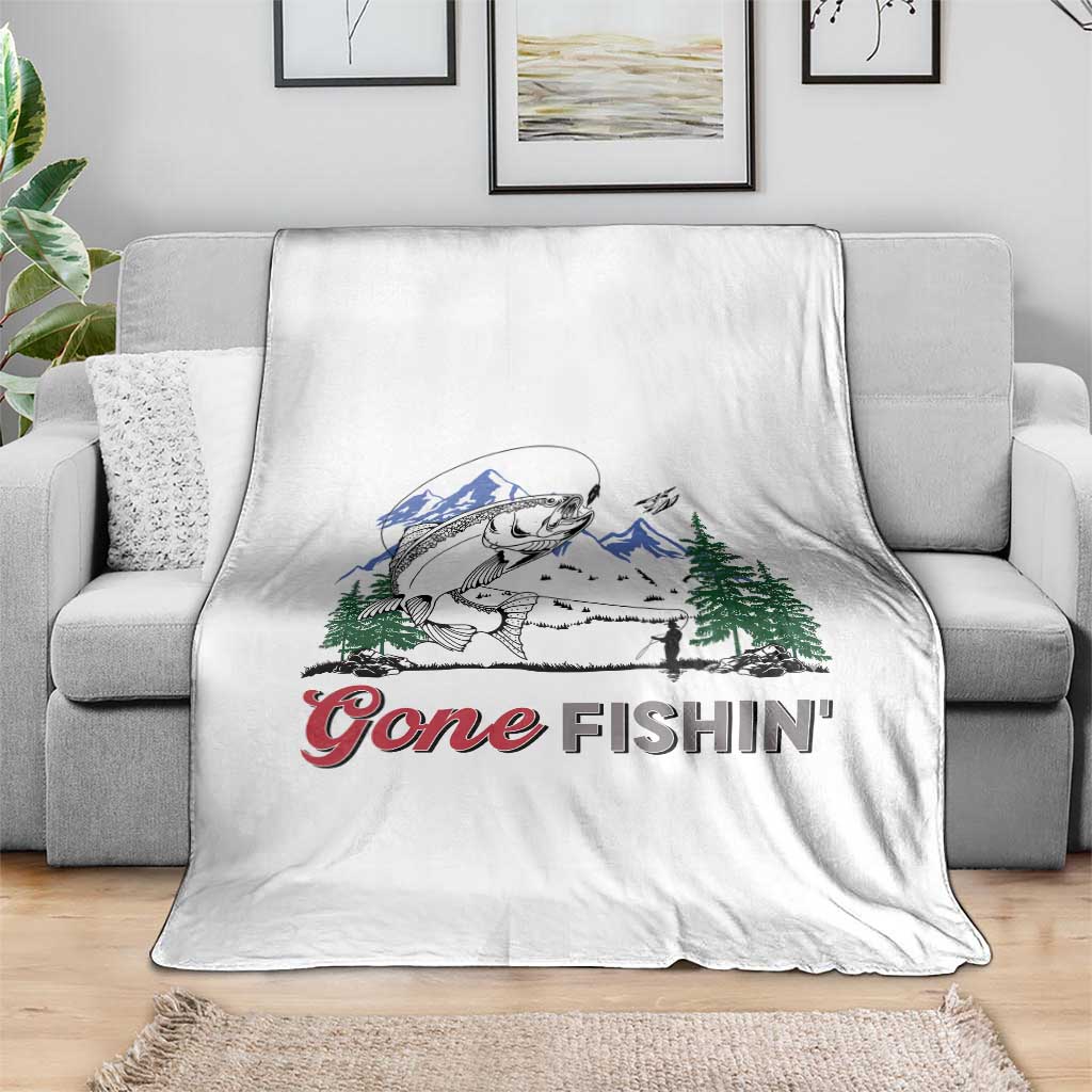 Gone Fishing Throw Blanket Trout Fishing Lover Montane Forest - Wonder Print Shop