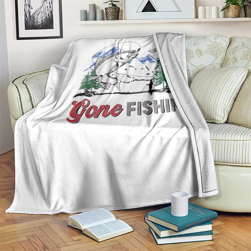 Gone Fishing Throw Blanket Trout Fishing Lover Montane Forest - Wonder Print Shop
