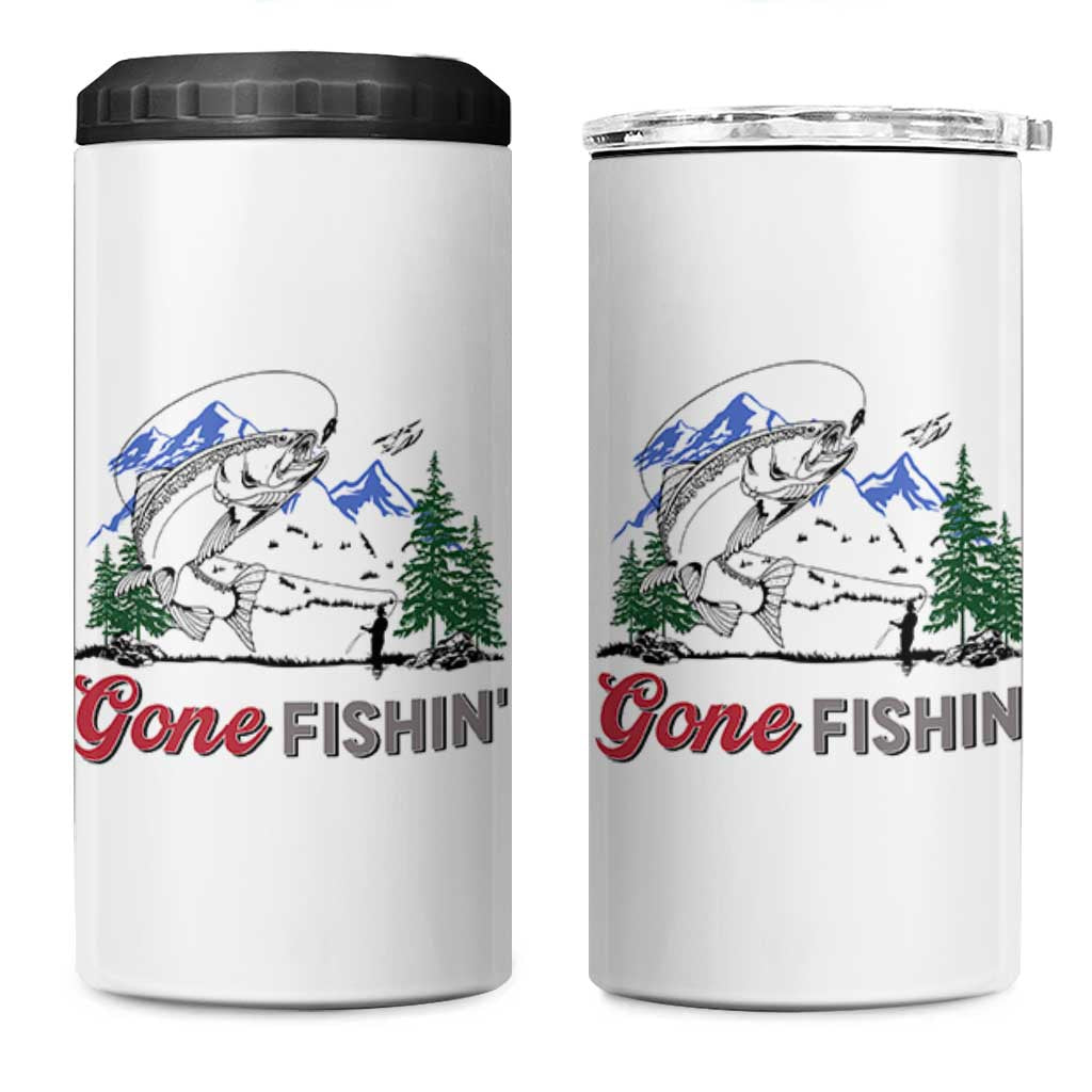 Gone Fishing 4 in 1 Can Cooler Tumbler Trout Fishing Lover Montane Forest - Wonder Print Shop