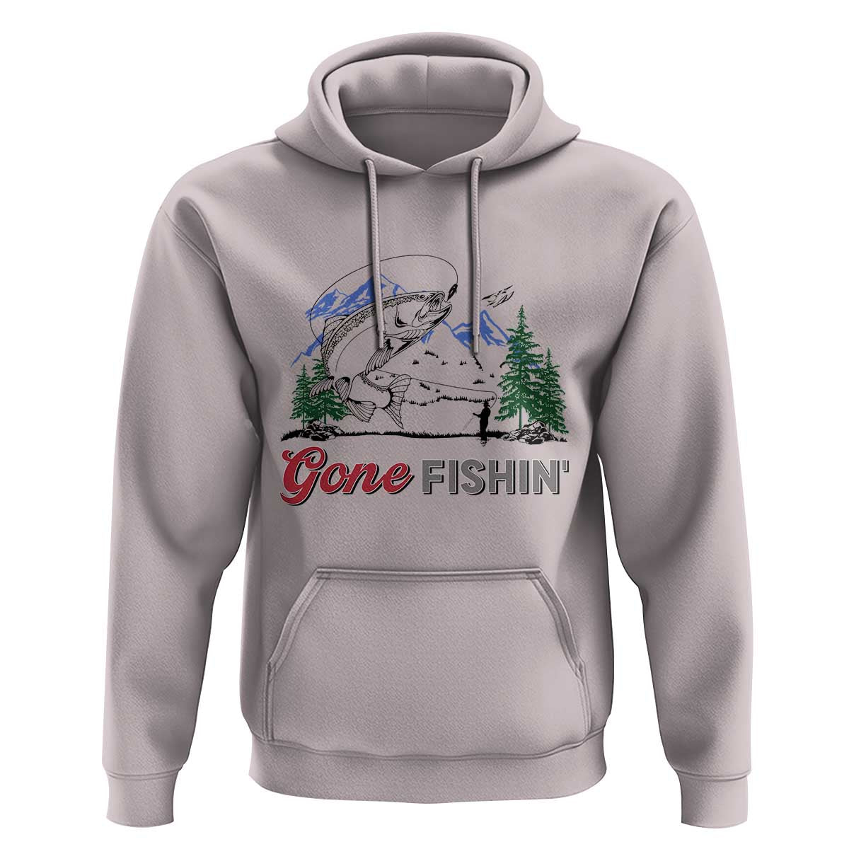 Gone Fishing Hoodie Trout Fishing Lover Montane Forest - Wonder Print Shop