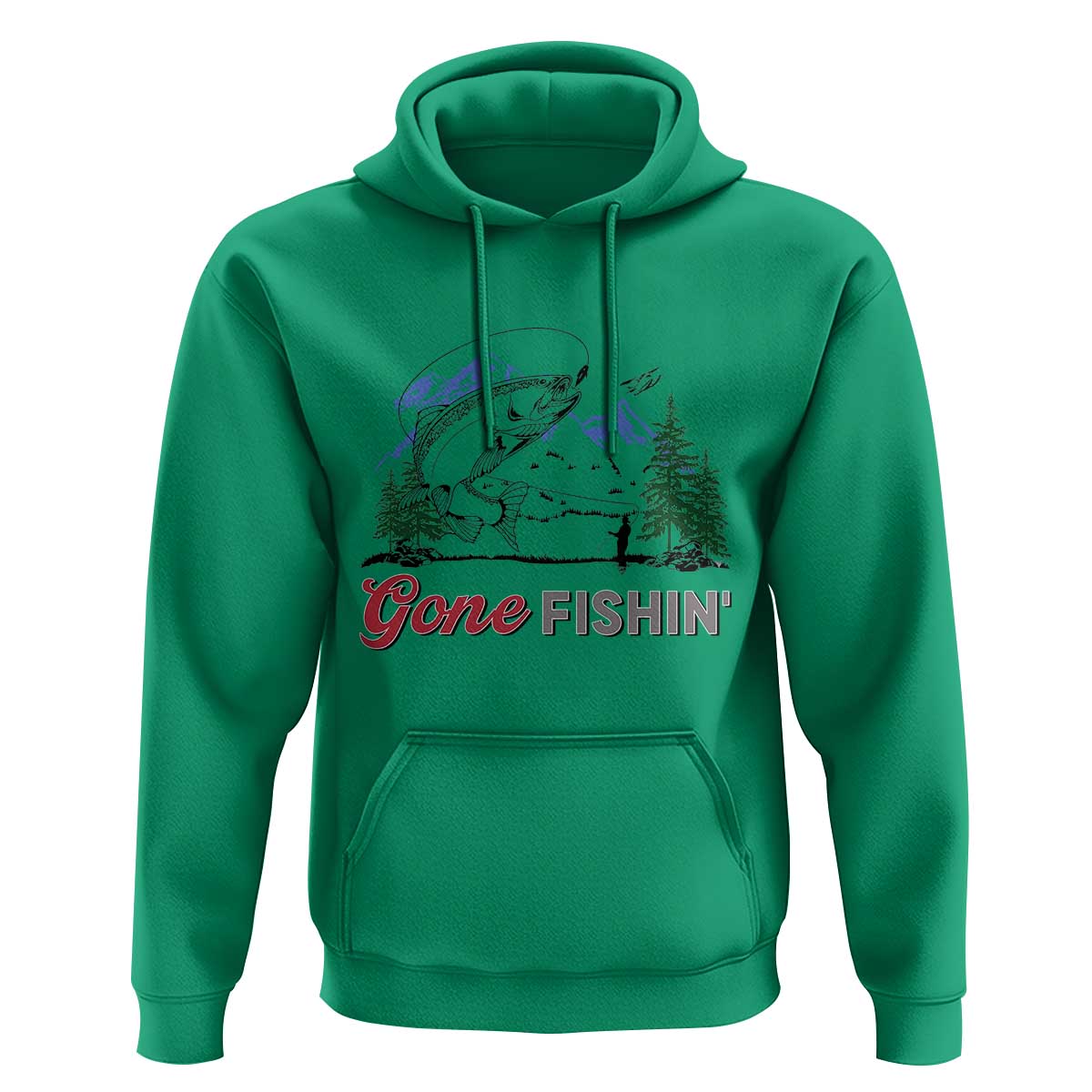 Gone Fishing Hoodie Trout Fishing Lover Montane Forest - Wonder Print Shop