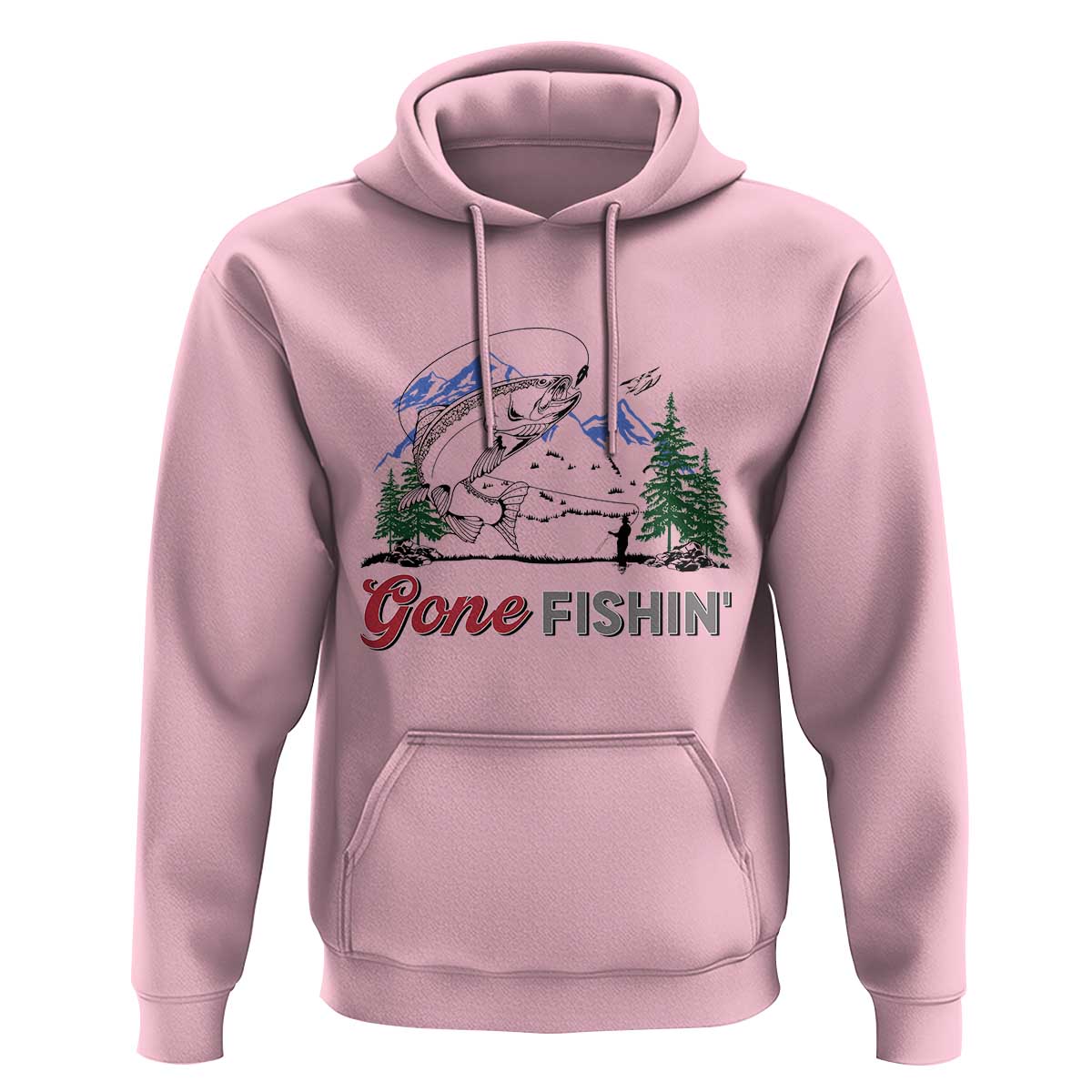 Gone Fishing Hoodie Trout Fishing Lover Montane Forest - Wonder Print Shop