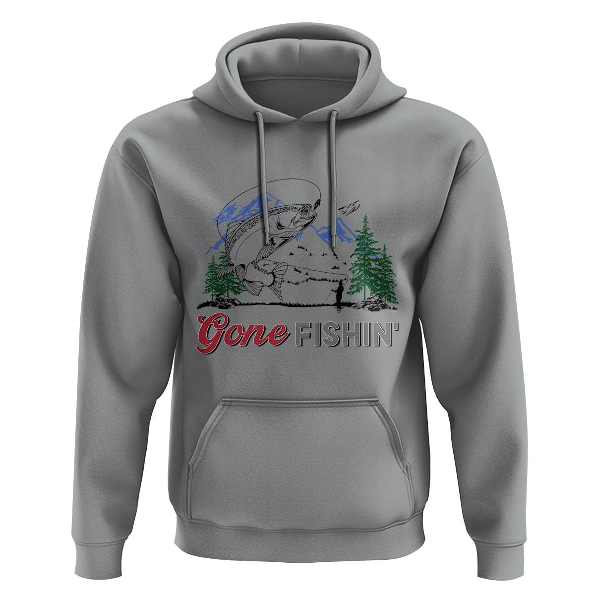 Gone Fishing Hoodie Trout Fishing Lover Montane Forest - Wonder Print Shop