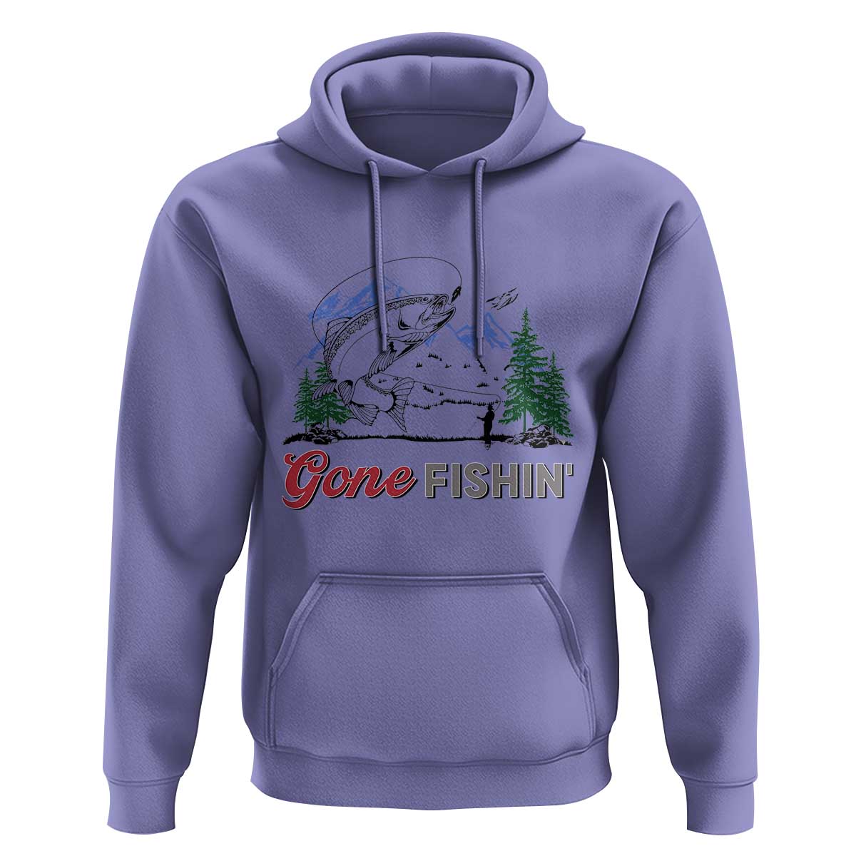 Gone Fishing Hoodie Trout Fishing Lover Montane Forest - Wonder Print Shop