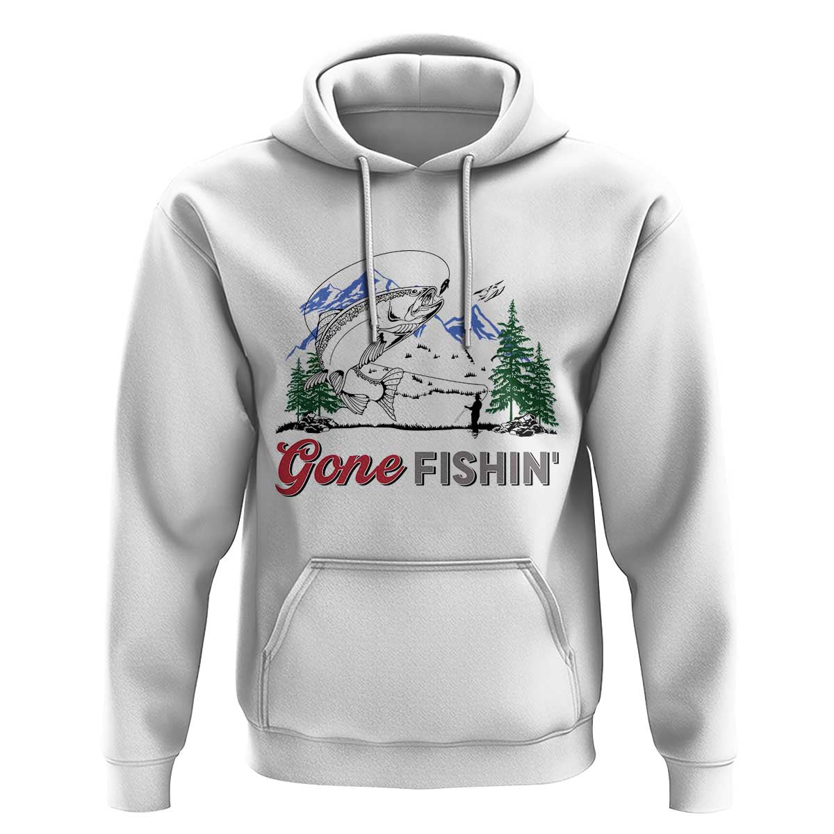 Gone Fishing Hoodie Trout Fishing Lover Montane Forest - Wonder Print Shop