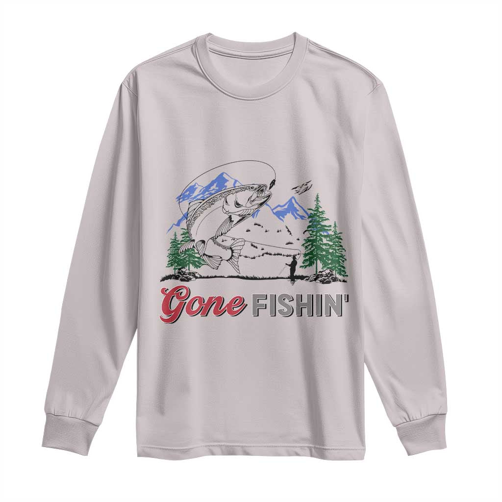 Gone Fishing Long Sleeve Shirt Trout Fishing Lover Montane Forest - Wonder Print Shop
