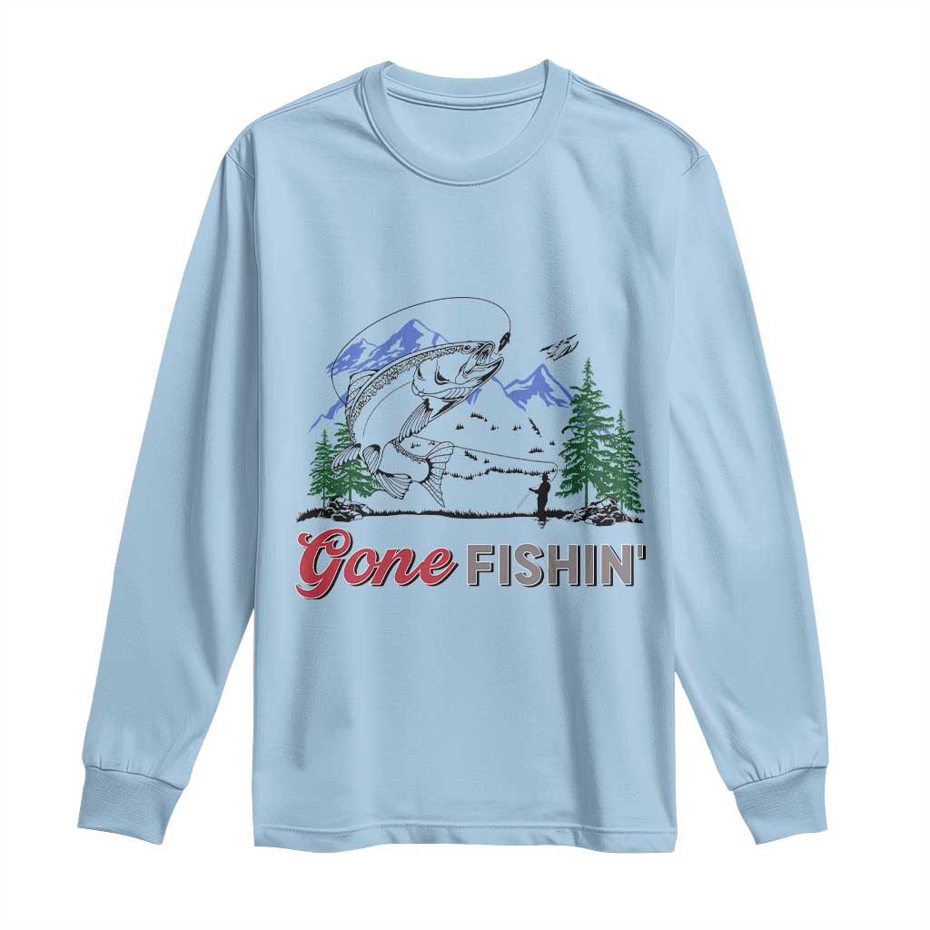Gone Fishing Long Sleeve Shirt Trout Fishing Lover Montane Forest - Wonder Print Shop