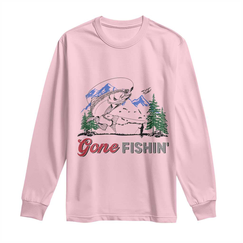 Gone Fishing Long Sleeve Shirt Trout Fishing Lover Montane Forest - Wonder Print Shop