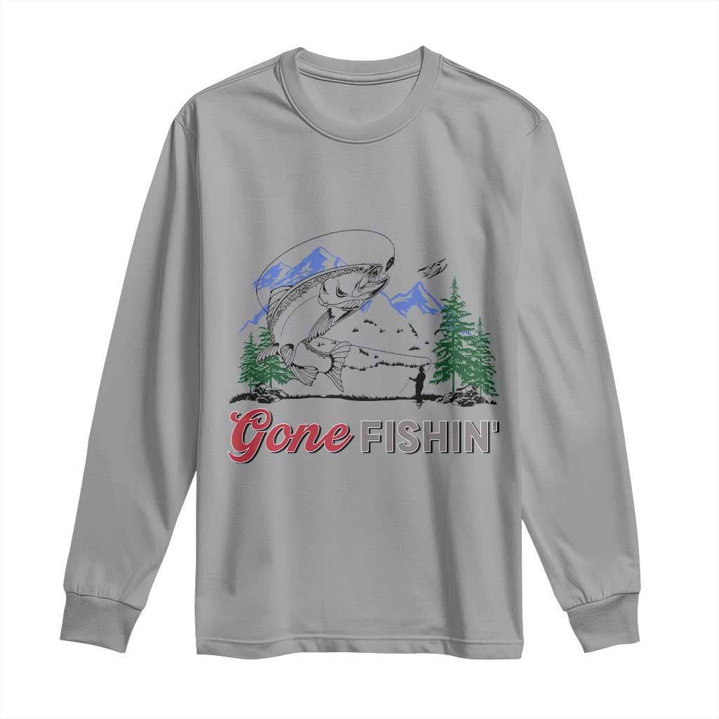 Gone Fishing Long Sleeve Shirt Trout Fishing Lover Montane Forest - Wonder Print Shop
