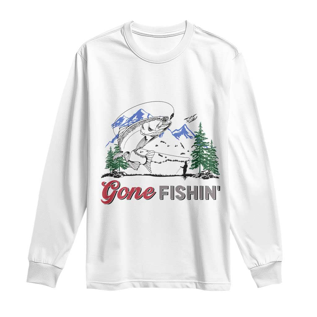Gone Fishing Long Sleeve Shirt Trout Fishing Lover Montane Forest - Wonder Print Shop