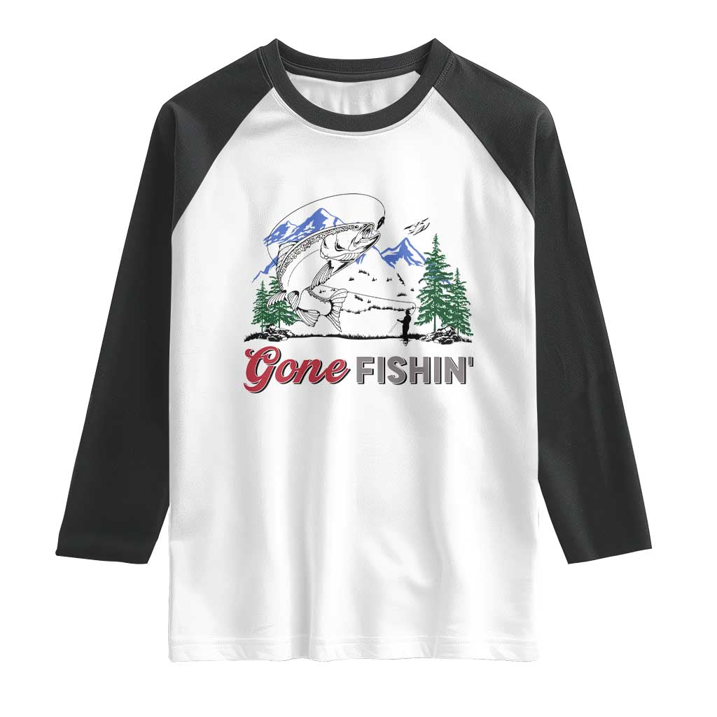 Gone Fishing Raglan Shirt Trout Fishing Lover Montane Forest - Wonder Print Shop