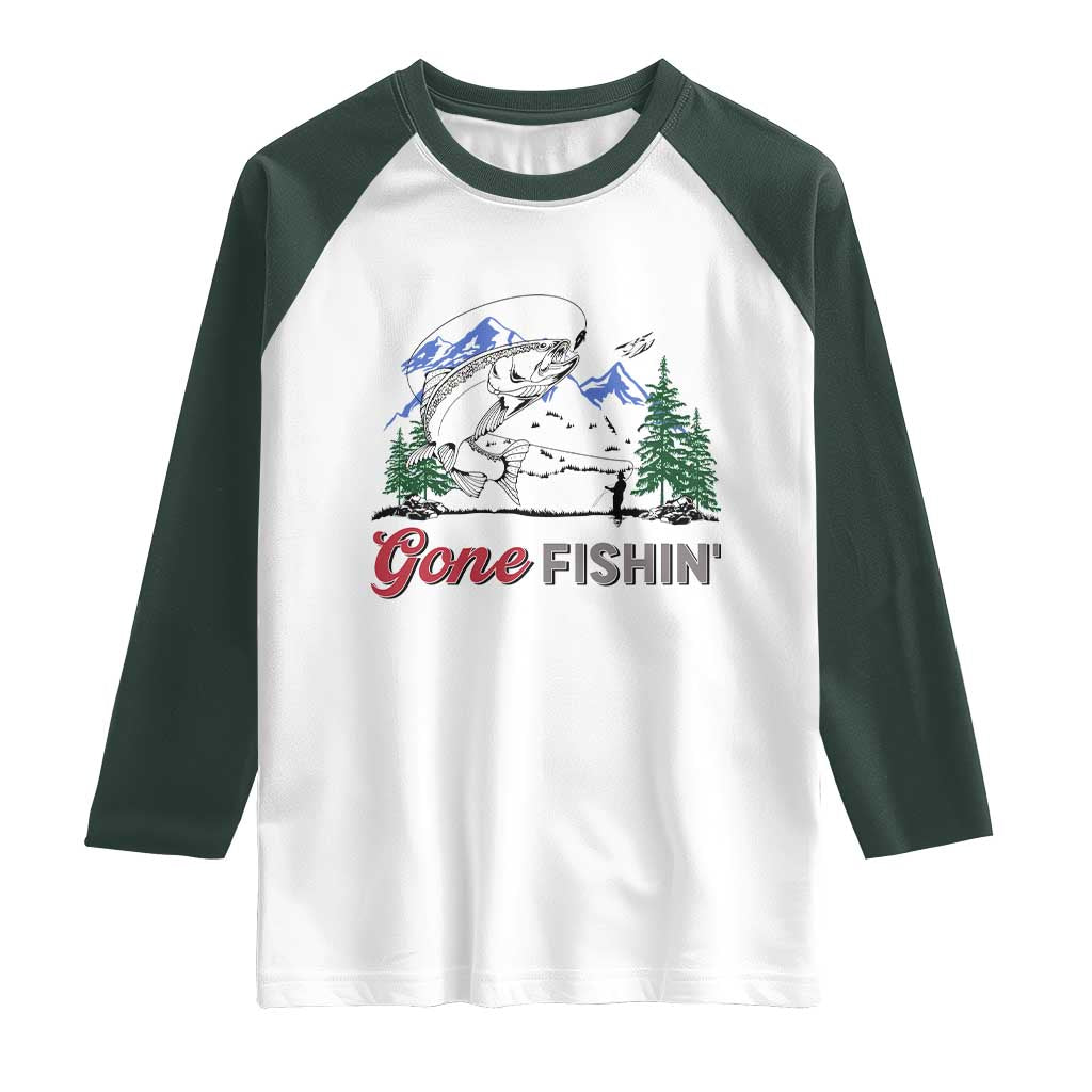 Gone Fishing Raglan Shirt Trout Fishing Lover Montane Forest - Wonder Print Shop