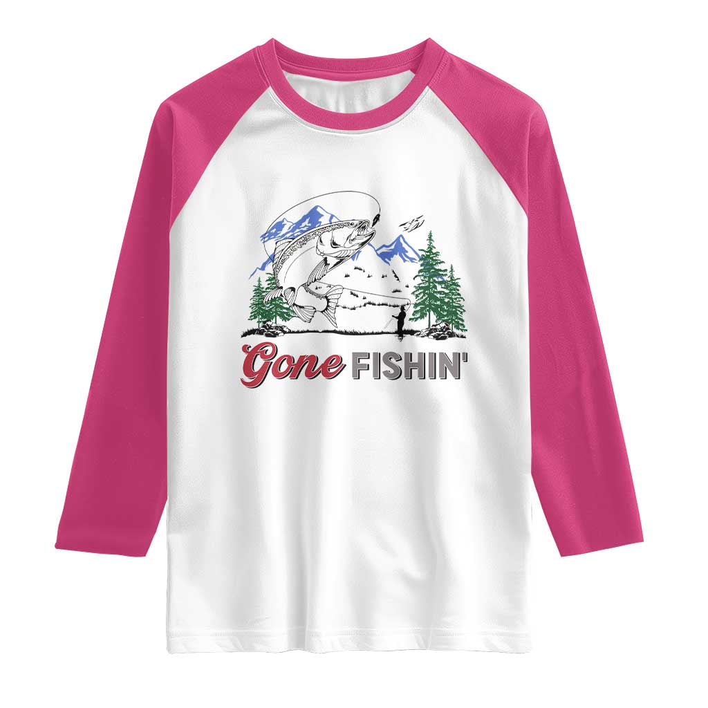 Gone Fishing Raglan Shirt Trout Fishing Lover Montane Forest - Wonder Print Shop