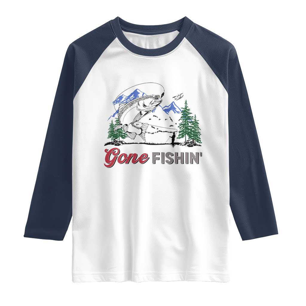 Gone Fishing Raglan Shirt Trout Fishing Lover Montane Forest - Wonder Print Shop
