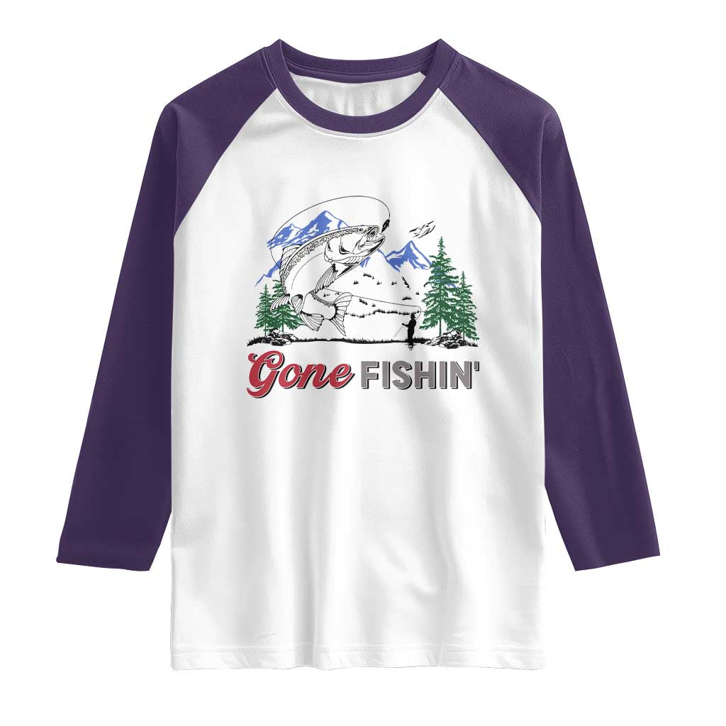 Gone Fishing Raglan Shirt Trout Fishing Lover Montane Forest - Wonder Print Shop
