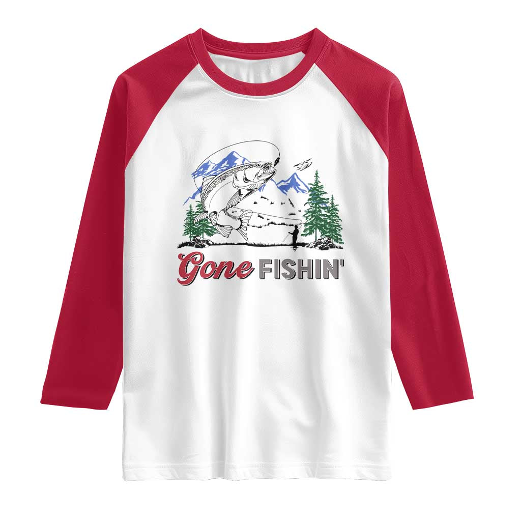 Gone Fishing Raglan Shirt Trout Fishing Lover Montane Forest - Wonder Print Shop