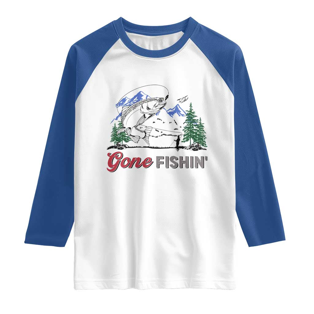 Gone Fishing Raglan Shirt Trout Fishing Lover Montane Forest - Wonder Print Shop