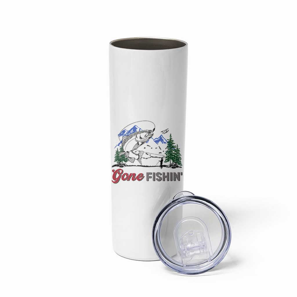 Gone Fishing Skinny Tumbler Trout Fishing Lover Montane Forest - Wonder Print Shop