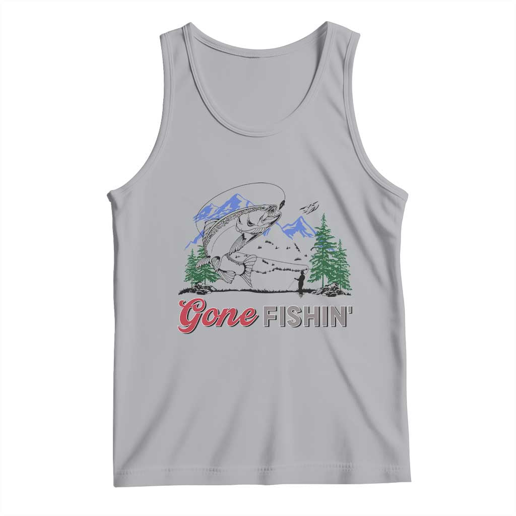 Gone Fishing Tank Top Trout Fishing Lover Montane Forest - Wonder Print Shop